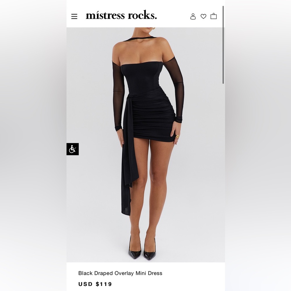 Mistress Rocks Black Draped Overlay Mini Dress
